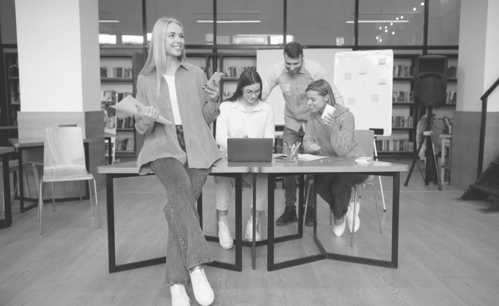 Collaborative workspace at Norplex with team members working together